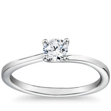 Petite Twist Four-Prong Solitaire Engagement Ring in 14k White Gold